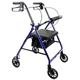 Dynarex DynaGo Quad Rollator is a 4 Wheel Rolling Walker with a Padded Seat, Backrest and Storage Po