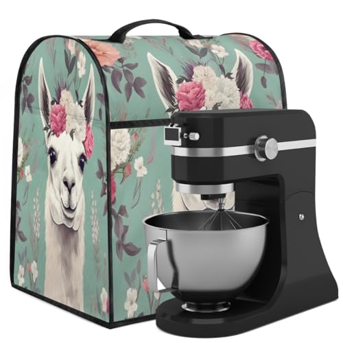 Coffee Maker Cover Flower Alpaca Kitchen Appliance Covers Small Appliance Covers Blender Cover Juicer Cover Dust Covers for Kitchen Appliances with Top Handle and Pockets,Washable,B580