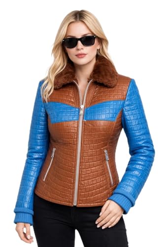 Premium Two-Tone Croc Embossed Leather Jacket – Bold & Luxury Statement.