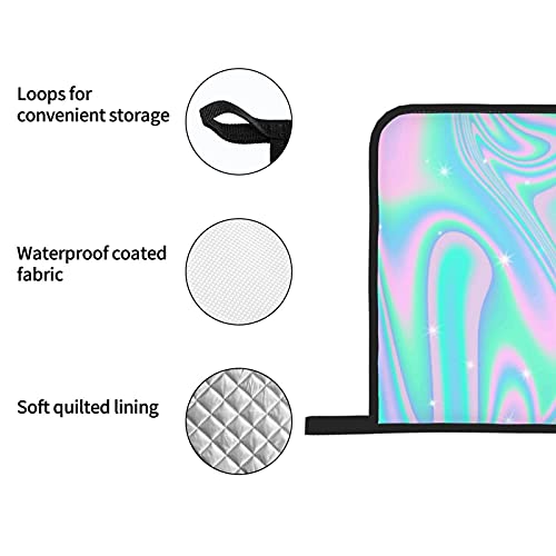 Holographic Abstract Background In Pastel Neon Funny Oven Mitts And Pot Holders， Kitchen Counter Safe Mats For Cooking Bbq Baking Grilling (4-Piece Set) #TOP5