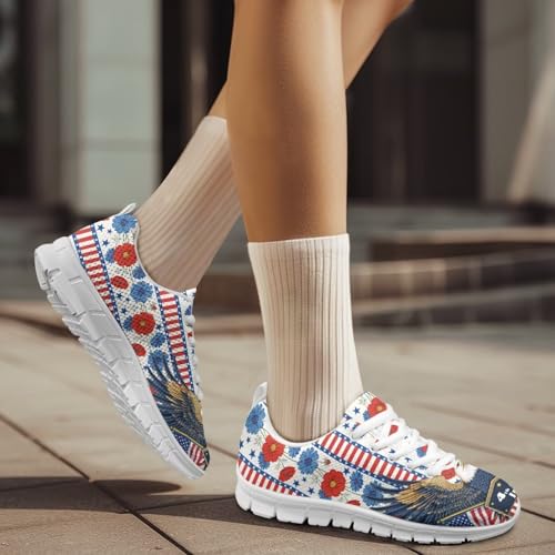 Image of Jeiento American Flag Shoes Men's Fashion Sneaker Sports Running Shoes Causal Travel Walking Flat Shoe Breathable