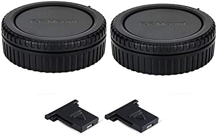 2 Pack RF Mount Body Cap Cover & Rear Lens Cap for Canon EOS R8 R50 R R3 R5 R6 Mark II R6 R7 R10 RP Mirrorless Camera and RF Mount Lenses,with 2 Extra Hot Shoe Covers to Protector The Camera Hot Shoe