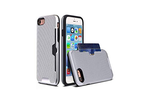 IBROZ® Coque Housse Antichocs Banguard Haute Protection avec Logement Carte et Pass Navigo pour iPhone 7 - Argent (Silver) Cover