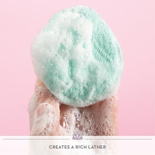 S&T INC. Face Scrubber, Dual-Sided Face Exfoliator with Elastic Strap, Facial Cleansing Pads and Makeup Remover, 3.3 Inch Diameter, 2 Pack, Teal and Pink