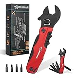 Hanboost Multitool Wrench EDC Small Thin Adjustable Crescent Wrench Pocket Tool Survival Multitool Kit Pouch Gadget with Flathead Phillips Screwdriver Cutting Saw Knife Bottle Opener Gift for Him