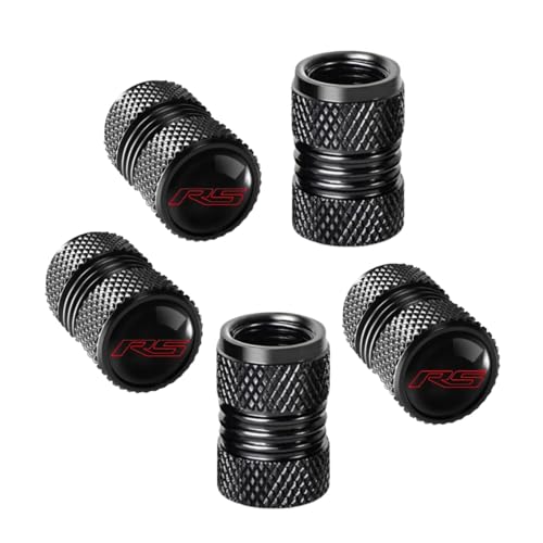 Tire Valve Caps 5pcs Valve Stem Caps Cover Compatible with Camaro RS Auto Accessories Air Valve Cap Set Dust Proof Leak-Proof Air Cover (RS-red-3)