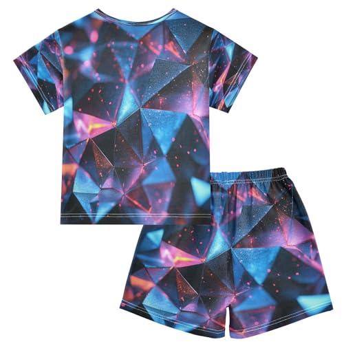 Pajama Sets Short Sleeve Abstract Structure Pattern Soft Cotton Summer Sleepwear 2 Piece PJS Size 5-14T2