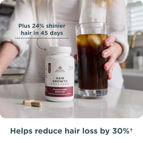 Ancient Nutrition Hair Growth + Hydrolyzed Collagen Peptides Capsules - image 5