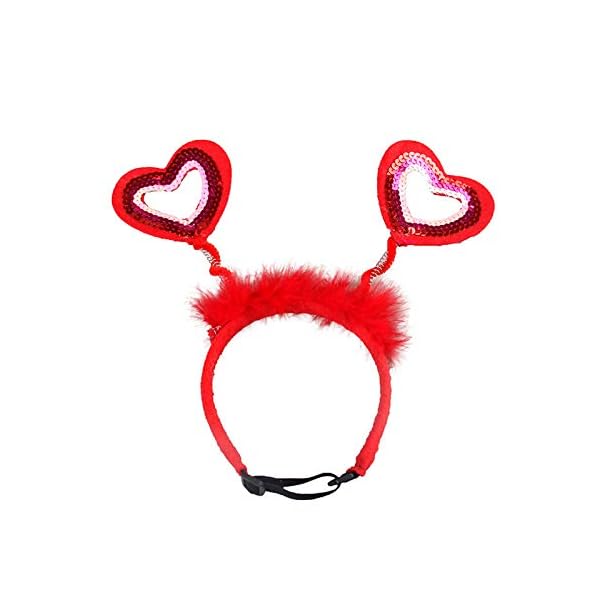 Binaryabc valentine's day dog headband sequin heart headband,valentines day pet costume accessories,valentines day pet outfit hair accessories,2pcs - image 3