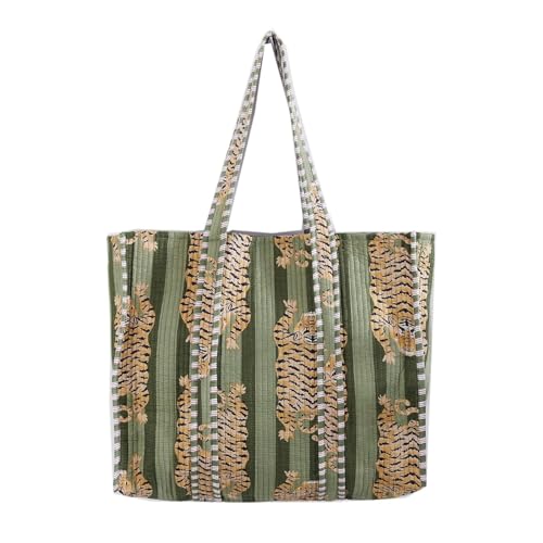 Image of Women's 100% Cotton Lightweight Shoulder Tote Bag with Interior Poeckt Casual Handbag for Women
