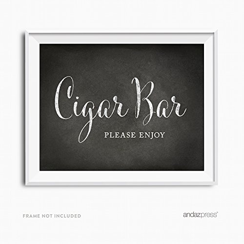 Andaz Press Wedding Party Signs, Vintage Chalkboard Print, 8.5x11-inch, Cigar Bar Please Enjoy