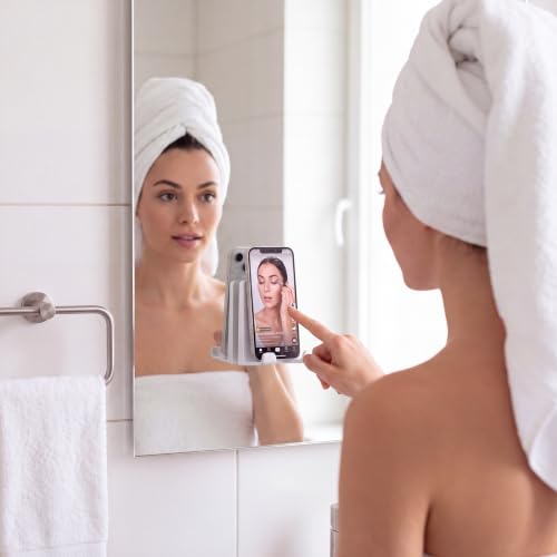 Image of AIRSTIK Cell Phone Holder for Glass Shower, Mirror & Window, Black