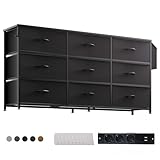 PURFINO Cajonera de Tela - Mueble de TV Grande para 43-65 Pulgadas con 9 Cajones, Dormitorio