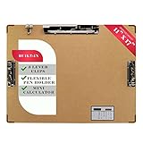 Performore 11x17 Hardboard Clipboard – Engineered Wood Drafting Boards with 3 Lever Clips & Built-in Calculator, Portrait Format Writing Surface for Architects, Engineers, and Classrooms (1 Pack)
