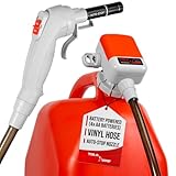 TERA PUMP TRFA03 ユニバーサルガス缶アダプター バッテリー駆動燃料移送ポンプ (2.6GPM) こぼれセンサーなし、3.3フィートビニールホース、パワーノズル、単3電源4個