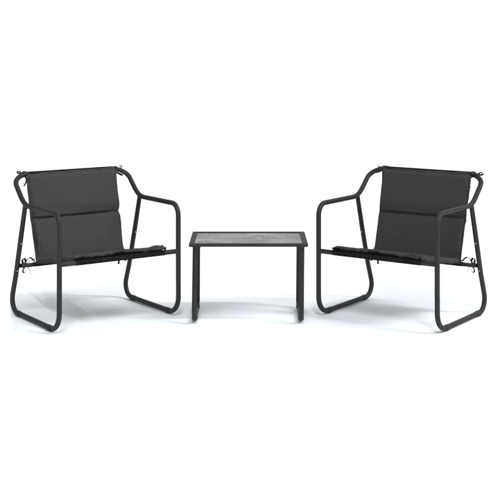 3-częściowy zestaw wypoczynkowy ogrodowy, stal antracytowa, tekstylen, nowoczesny, 60 x 40 cm, meble outdoorowe, na balkon, taras, wygodny zestaw do siedzenia