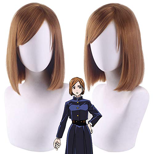 Women's Brown Gold Short Wig for Anime Jujutsu Kaisen Kugisaki Nobara Cosplay Costume Party, Halloween Christmas Daily; 34Y