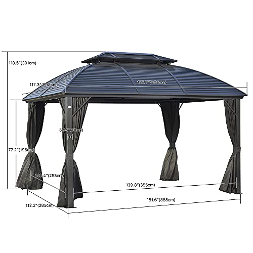 Weyard Hardtop Gazebos For Patios, Bellagio, Permanent Alum-Frame & Steel-Structure Pergola, Outdoor Relax/Grill/Bbq, With All-Sides Nettings, Curtains (10‘X13', Bellagio) #TOP5