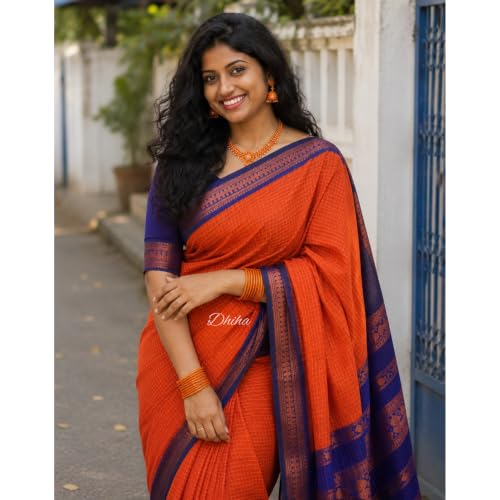 Image of Gadwal Cotton Silk Checked Saree for Women | Pure Kalyani Cotton Checked Saree with Zari Border Tassels & Blouse | Kanjivaram Linen Silk | Handloom Weave