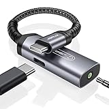 JSAUX USB C Kopfhörer Adapter und Laden, Typ C auf 3.5mm Klinke Adapter 2 in 1 USB-C Audio Adapter für Samsung S21/S20/S20+/S20 FE/Note 20/Note10/A80, Huawei P40/P30/P20/Mate40/Mate 30, Pixel Grau