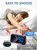 Mesqool Alarm Clock for Heavy Sleepers with Bed Shaker - Loud Vibrating Digital Alarm Clock for Deaf, 5 Dimmer & Volume, Dual Alarms, USB Powered, Snooze, 12/24H, Blue LED Display, Night Light - Image 3