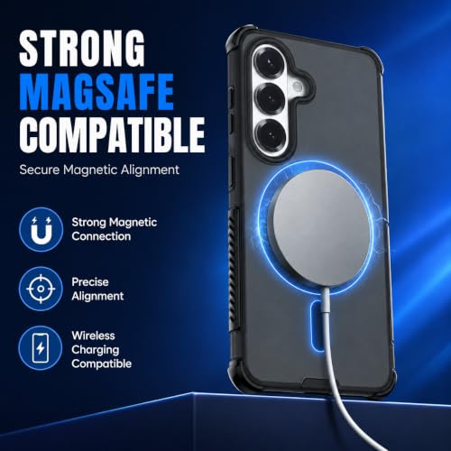 Image of MagPro Armor Case for Samsung Galaxy S26 | Strong MagSafe Compatible Cover, Rugged Hybrid Protection, Hard PC Back, Soft TPU Bumper, Shockproof, Scratch Resistant | Black