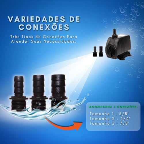 Bomba Submersa PL-207 para Aquários, Lagos e Fontes - 4000 L/H, Potente, Silenciosa e Econômica, Ide