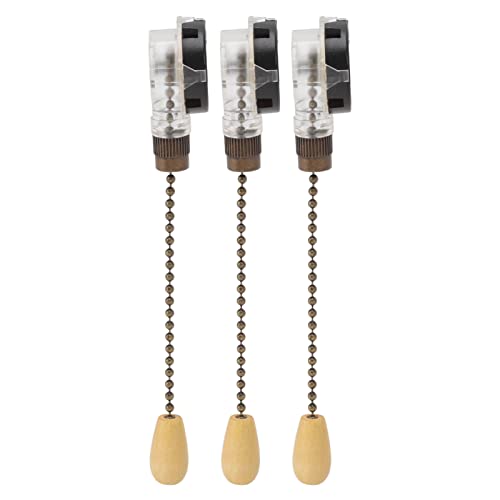 Fydun Paquete de 3 Interruptores de Cadena de Repuesto para Ventilador de Techo, Control de Luz Resistente Al óxido para Lámparas y Ventiladores de Techo, Compatible con 250 V y 125 V (Bronce)