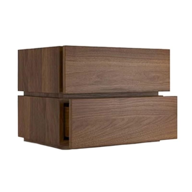 Table de chevet en bois marron à double tiroir de rangement moyen