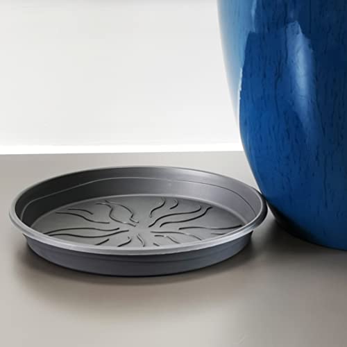 Fixturedisplays® Garden Plastic Round 11.8" Diameter 12" Tall Planter Resin Glazed Faux Ceramic Flower Pots Drainage Hole With Saucer Decorative Pot 15580-Npf #TOP5