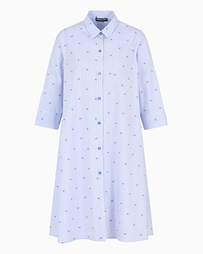 EMPORIO ARMANI Short Dressing Gown Camicia da Notte, Lapislazzulo/Striscia Bianca, S Donna