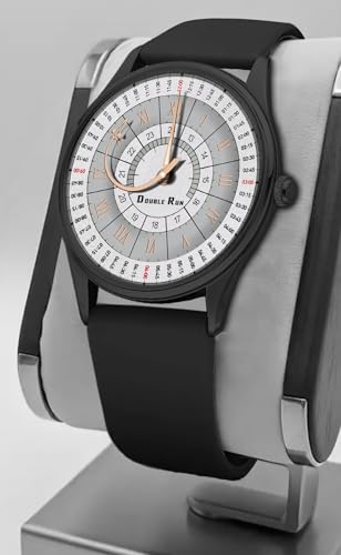Image of DOUBLERUN Black Case Silicone Strap, 24-Hour Display, Roman Numerals, Analog Watch
