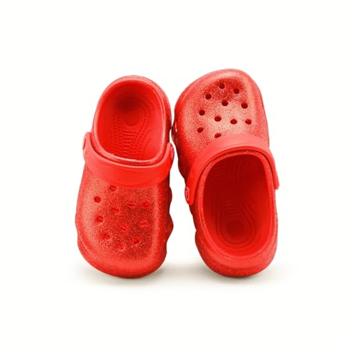 Image of Toddler Clogs for Girls Lightweight Kid Garden Clogs Breathable Slip-on Slides Sandals Slippers Children's Beach Water Shoes (Glt hon, 25) Red