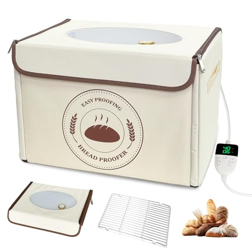 Bourske Bread Dough Proofing Box with Heater Temperature(22-50) & (0-99H) Timer Control Humidity Display Electric Bread Proofer Proofing Accessories for Making Sourdough Pizza Yogurt(UK plug)