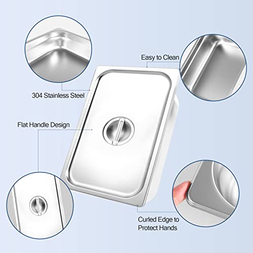 Restlrious Hotel Pan Full Size Stainless Steel Steam Table Pan With Lid, 4" Deep Chafer Food Pan, Pack Of 4 Stackable Anti-Jam Steam Pan For Hotel, Restaurant Supplies, Party, Buffet & Event Catering #TOP2