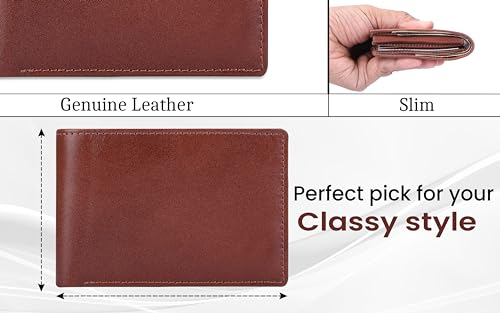 The Antiq Leather Wallet for men, Extra capacity with 2 ID Windows, RFID Blocking, Currency Organiser, Men's Purse, Slim Billfold with 6 Credit Card Slots, Gift for Him (Pass Case Wallet, Wine)3