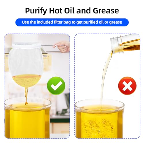 Fryer Grease Bucket 10 Gal, Oil Disposal Caddy, Steel Fryer Oil Transport Container with Rust-proof Coating, Grease Can with Lid & Lock Clips & Filter Bag For Cooking Oil Filtering