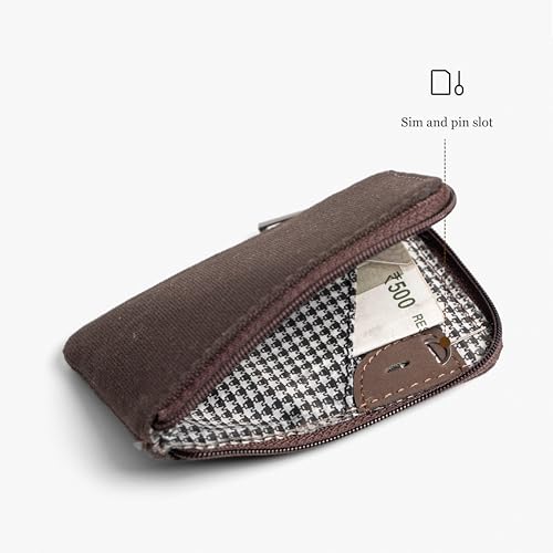 Image of Bellblock Canvas Card Holder Wallet for Man /Women | Upto 15 Cards, Folded Cash & Coins | Coin Pouch | Credit /Debit Card Holder for Men /Women | Gift for man /Woman | Mocha Black