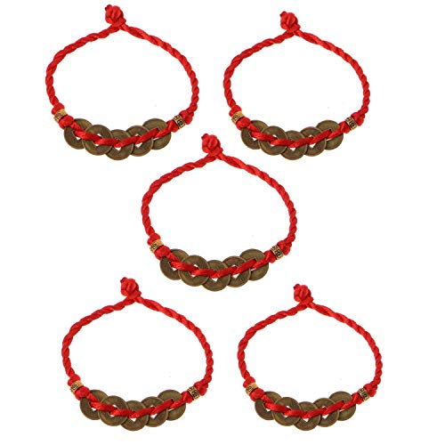 Bracelet Feng Shui Avec 3 Pièces Chinoises - Porte-bonheur Pour La Richesse