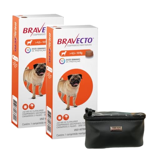 Bravecto Cães Antipulgas e Carrapatos MSD 250mg | Kit com 2 unidades + Bolsa Bravecto