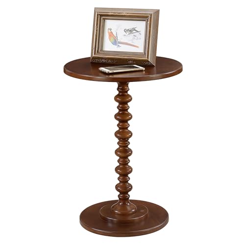 Image of Convenience Concepts Palm Beach Spindle Table 17.75 inch - Traditional Round End Table for Living Room, Turned Solid Wood Side Table, Classic Display Pedestal Table, Espresso