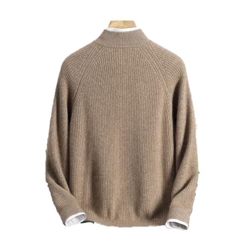 Men Zipper Cardigan Sweater Men's Knitted Half High Collar Zipper Cardigan Thick Warm Long Sleeved Sweater2