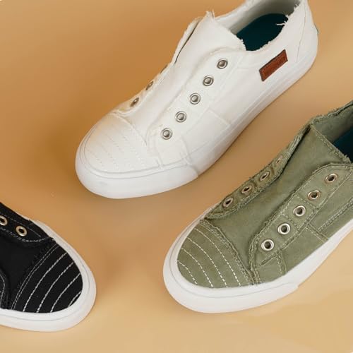 JENN ARDOR Womens Fall Slip On Fashion Sneakers No Laces Comfortable Casual Low Canvas Sneakers Flats Walking Shoes Olive - image 5