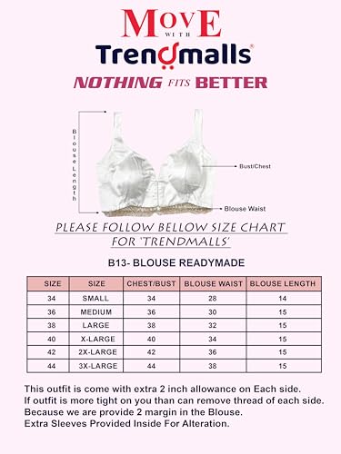 Image of TRENDMALLS Women's Gaji Silk Plain Sweet Heart Neck Sleeveless Beads Lace Work Blouse Choli Stylish Saree Blouse Ready to Wear