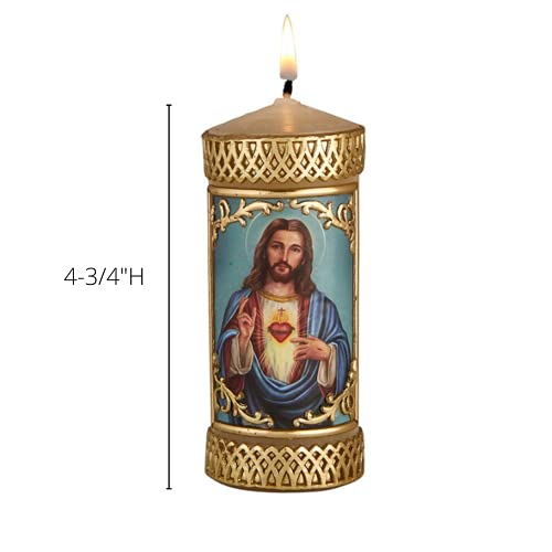 Sacred Heart Of Jesus Prayer Candle, Devotional Unscented Pillar Candles Decoration For Churches Or Homes, 4.75 Inches #TOP2