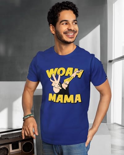 Image of Bewakoof X Cartoon Network Johnny bravo Men's Cotton Jersey Graphic Print Regular Fit Half Sleeve Round Neck T-Shirt | Tshirt for man | Tshirt for men cotton | Tshirts for men stylish | Casual Wear | Street Wear