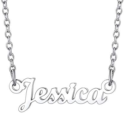 PROSTEEL Women Stunning Custom Name Necklace, Dainty Name Plate Necklace Jewelry Personalized Gifts, Stainless Steel/Gold Platd Send Gift Box