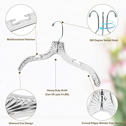 Quality Clear Plastic Hangers 24 Pack - Crystal Cut for Shirts, Suits, Coats, Dresses Hangers, Heavy Duty & Nonslip Design with Swivel Hook, 17 inches by Quality Hangers - Image 3