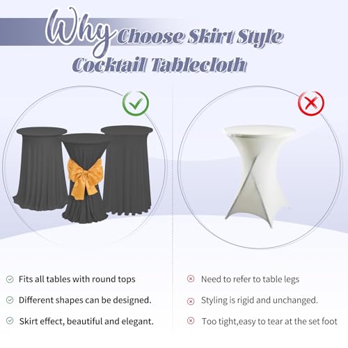 Nappe ronde grise stretch de qualité supérieure drapé ondulé mariage