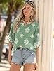 LOMON Boho Top for Woman | Comfortable Peasant Print Blouse | 3/4 Sleeve & Loose Fit Bohemian Tops Green XL #4